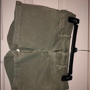 Green denim shorts